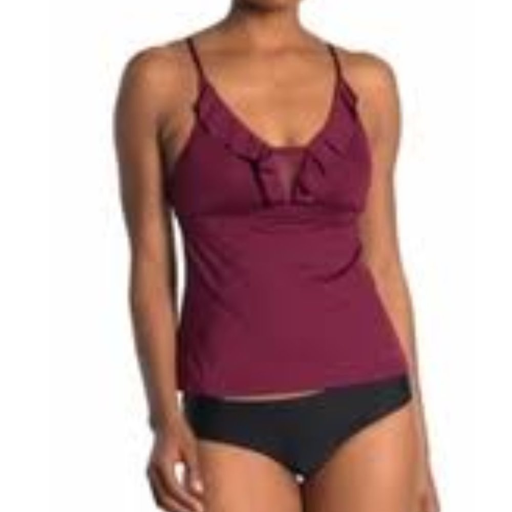 Mossimo Spell Bound Ruffle Mesh Cutout Tankini M